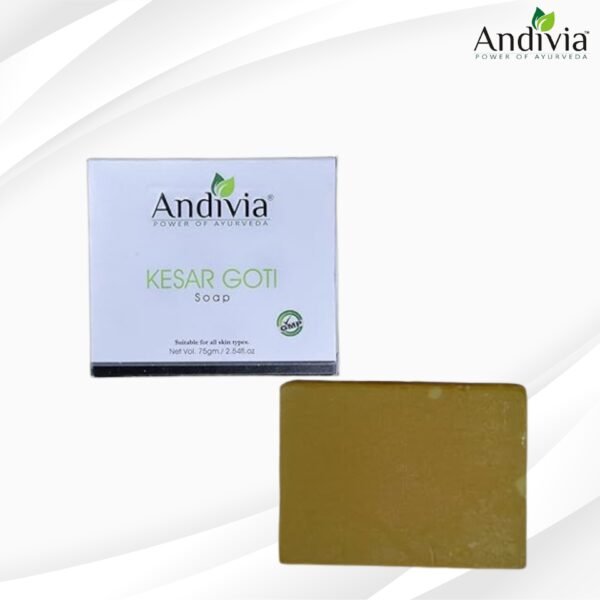 Andivia Kesar Goti Handmade Soap with Coconut & Kapoor – Deep Cleansing, Skin Lightening & Blemish Removal