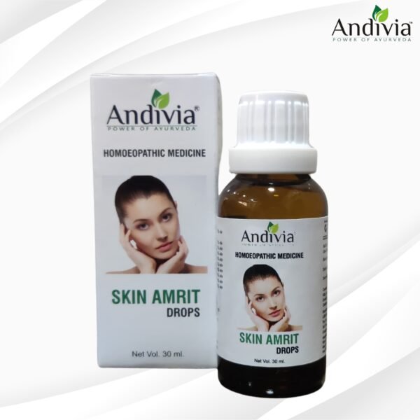 Andivia Skin Amrit Drops for Acne, Dry & Allergic Skin – With Kali Bromatum, Hepar Sulph & Viola Tricolor for Dark Circles & Clear Complexion